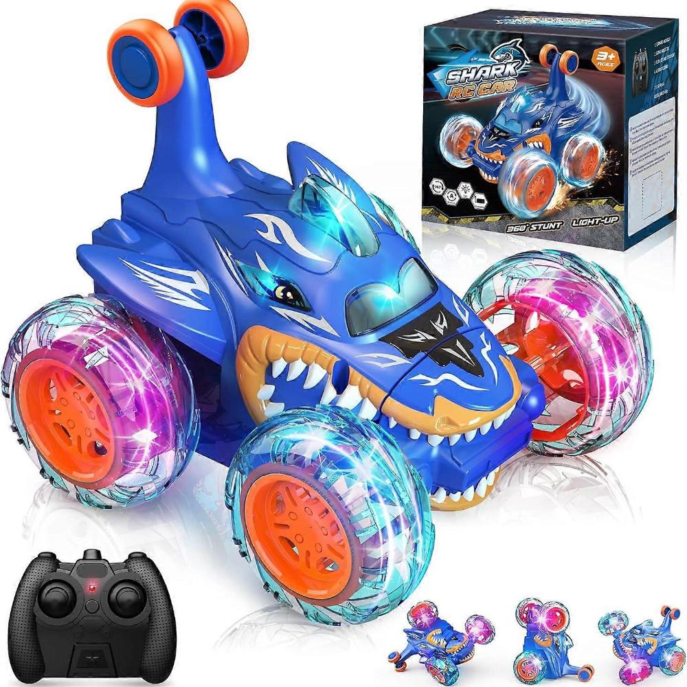 RC Car Toys for Boys 3+: Shark Remote Control Stunt Cars for 4 5 6 7 8 Year Old Boy Gift 360 Rolling Twister with Lights Outdoor Toy Birthday Gifts fo