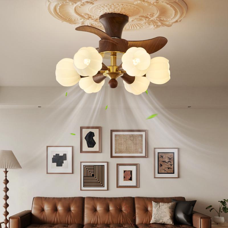 Chinese Retro Cream Ceiling Fan with Light for Study, Bedroom & Restaurant
