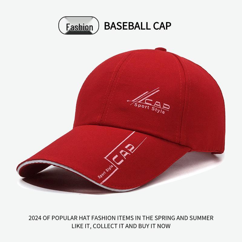 Trending Korean Style Canvas Baseball Cap with Extended Brim, Spring/Autumn Printed Design for Outdoor Sun Protection