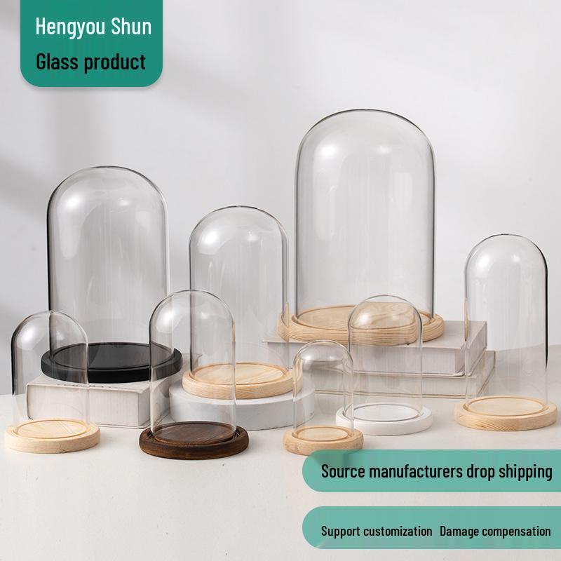 Everlasting Flower Glass Dome with Dust Cover for Displaying Figurine Ornaments