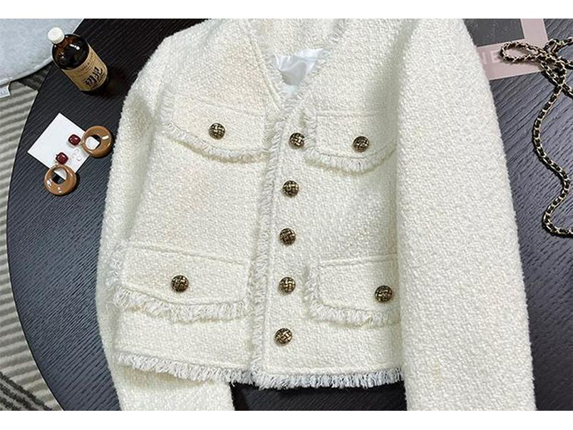 Women's French Style Short White Jacket - Spring/Autumn Collection