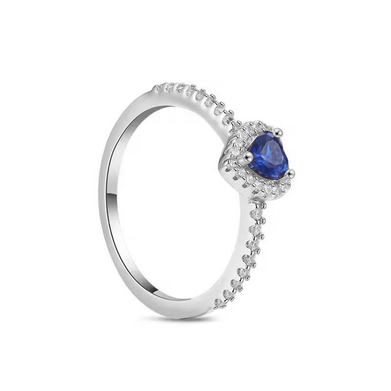 New 925 Silver Charm Pink Blue Green Black Heart-shaped Rings Women Rings Fine Jewelry Fashion Mother Gifts