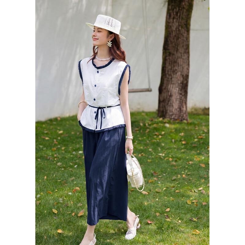 Mokana Women s Elegant Sleeveless Shirt & Skirt Pants Set One Size