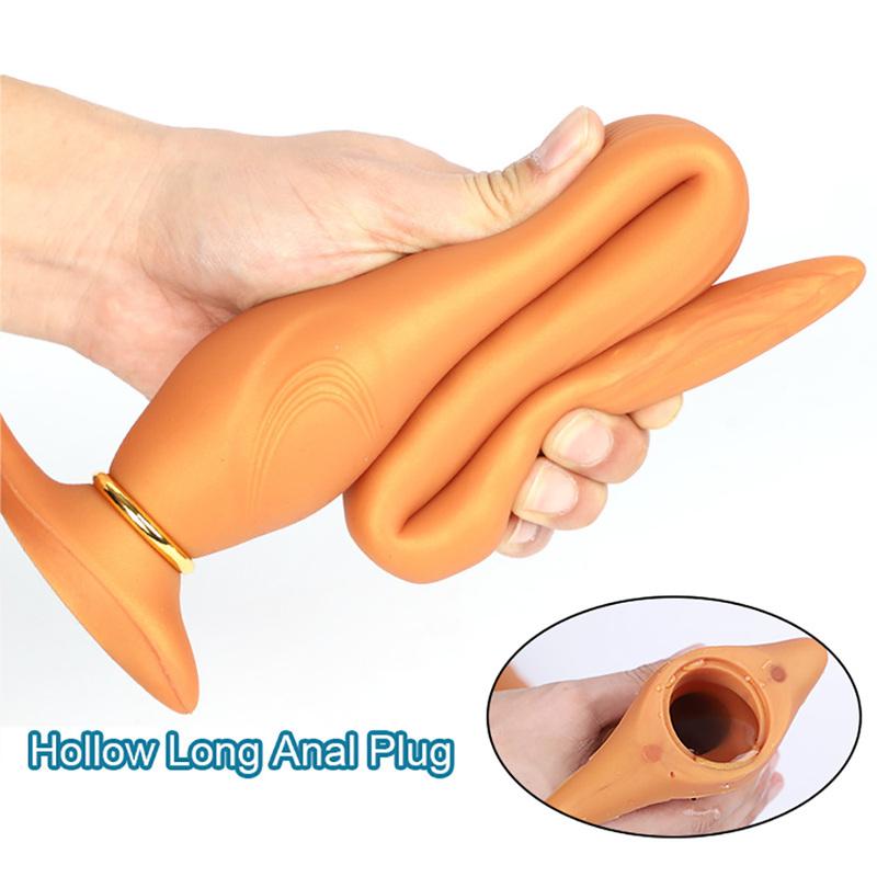 55cm Long Anal Plug Hollow Butt Plug Liquid Silicone Soft Anal Dildo For Women Men Prostate Massage Inflatable Buttplug Sex Toys