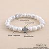 Natural Stone Beaded Bracelet With Cross Geometric Design For Men And Women