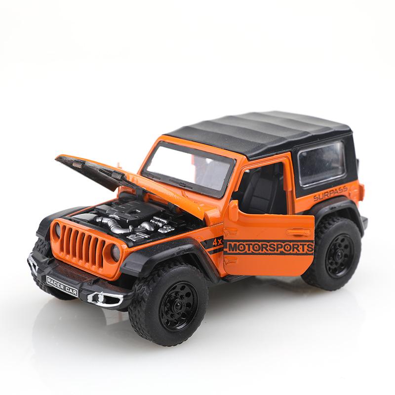 (Bagged) 1/36 Scale Jeep Wrangler Four-Door Off-Road Pullback Toy Car, Die-Cast Metal, Boy'S Toy, Powerful Pullback.