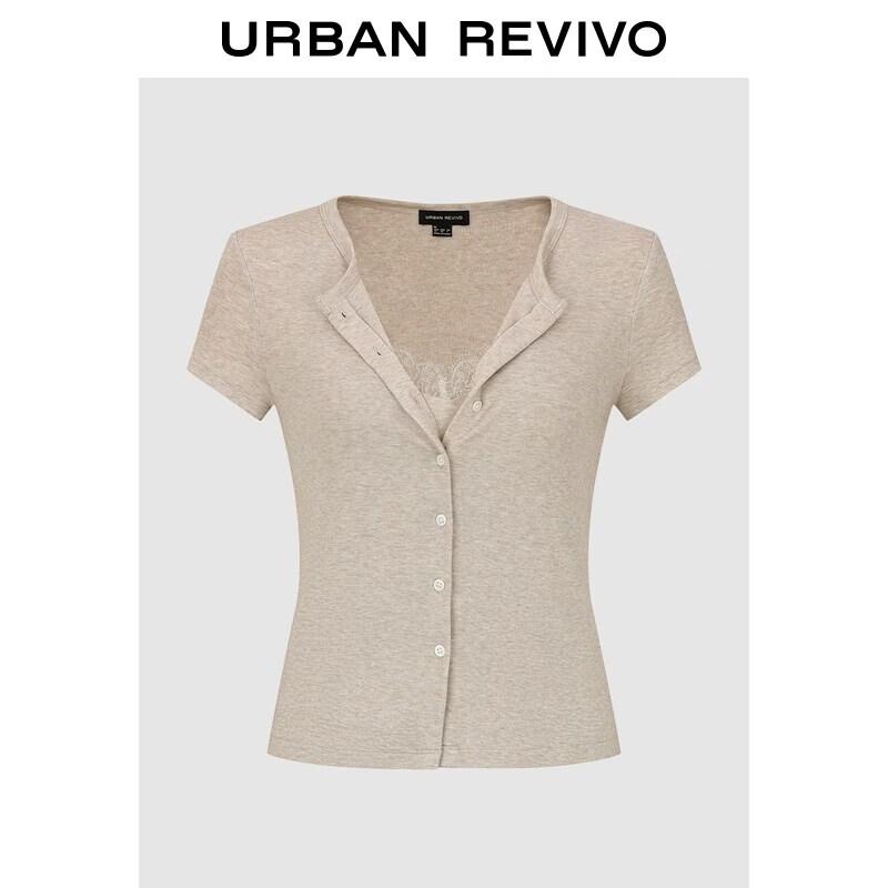 UR2026 Women s Lace Trim Short Sleeve T-shirt M