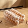 2PCS Clear Roll Off Egg Storage Rack Plastic Egg Storage Box Egg Storage Trays  for Kitchen