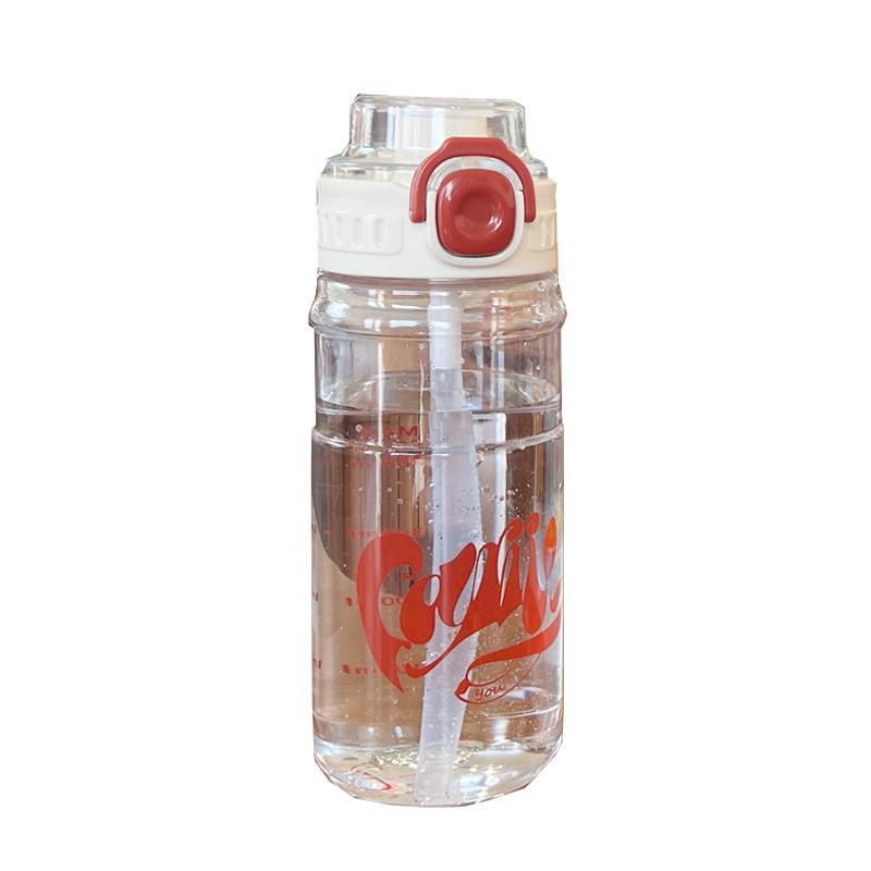 Water bottle summer simple sports water cup high value portable double drink straw cup trend male and female students plastic cup high temperature
