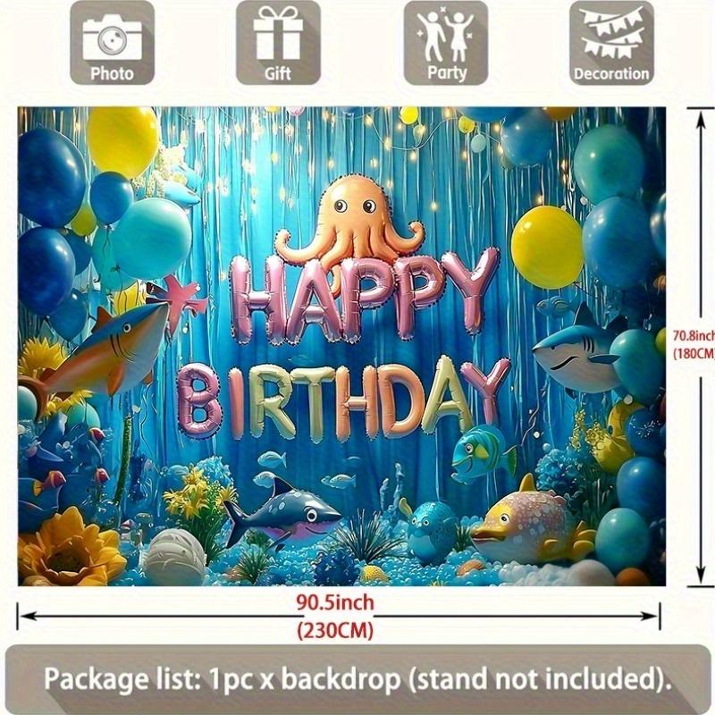 Party Backdrop Under The Sea Ocean Under Balloons Fish Octopus Photo Booth Background Birthday Party Decor