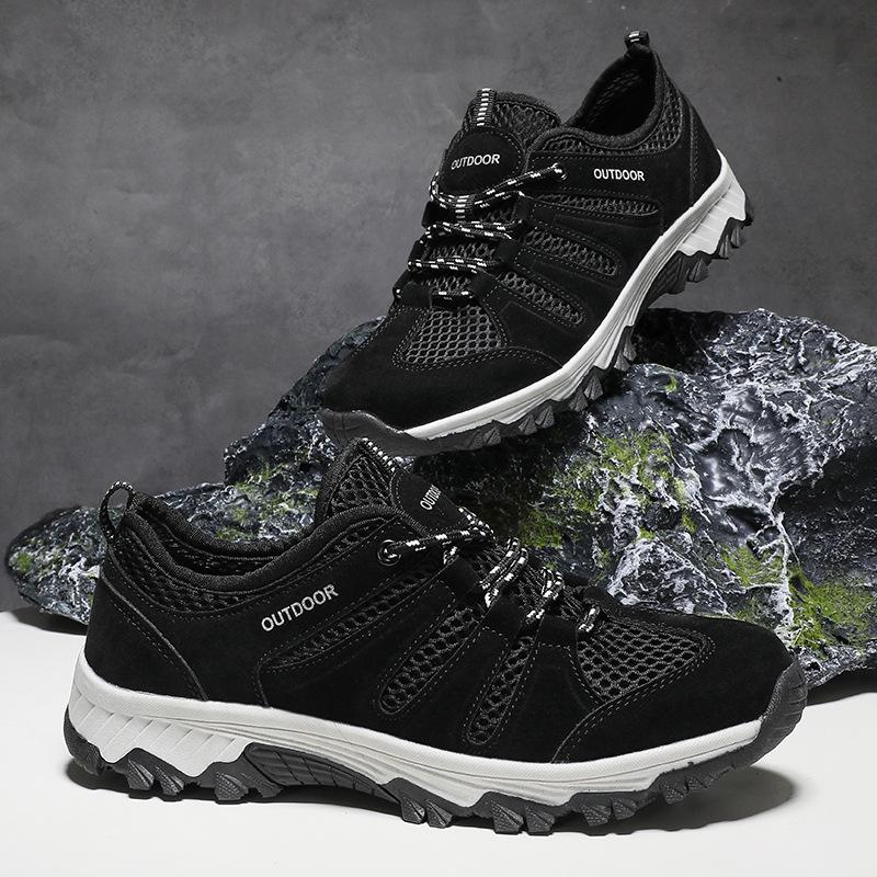 

Мужская обувь больших размеров для активного отдыха, походные ботинки, мужские нескользящие внедорожные ботинки для скалолазания, дышащая обувь для путешествий 48 чёрный