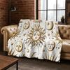 Gothic Sun Face Moon Face Witchcraft Tarot Flannel Blanket Soft Warm Blanket for Bedroom Room Living Room Travel Camping Picnic