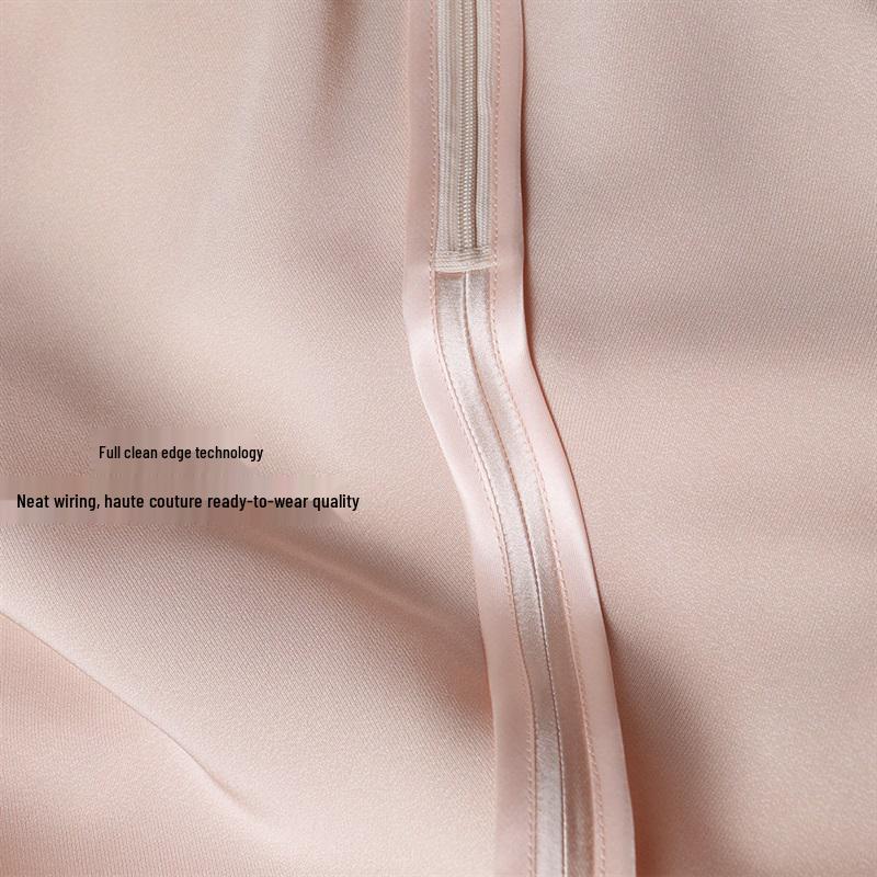 High-Waist Pink Satin Pencil Skirt for Women - French Chic, Summer Style