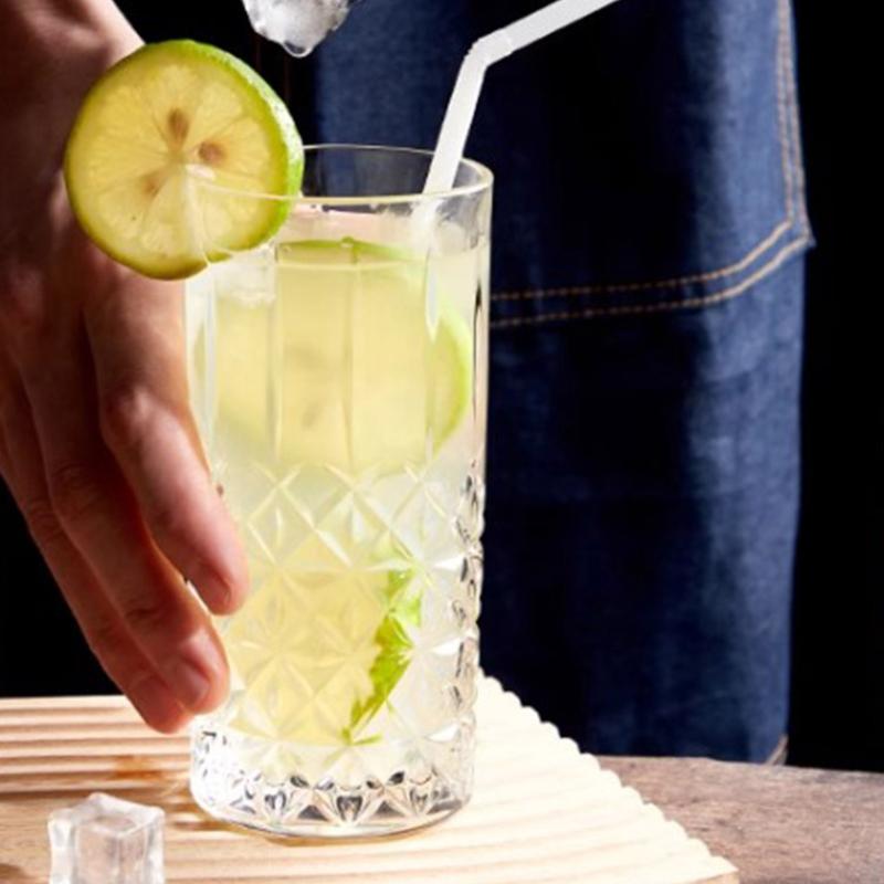 320ml 2pcs Set Household Beer Cup Juice Tea Milk Cold Drink Mugs Creative Crystal Carved Cocktail Glass Transparent Drinkware