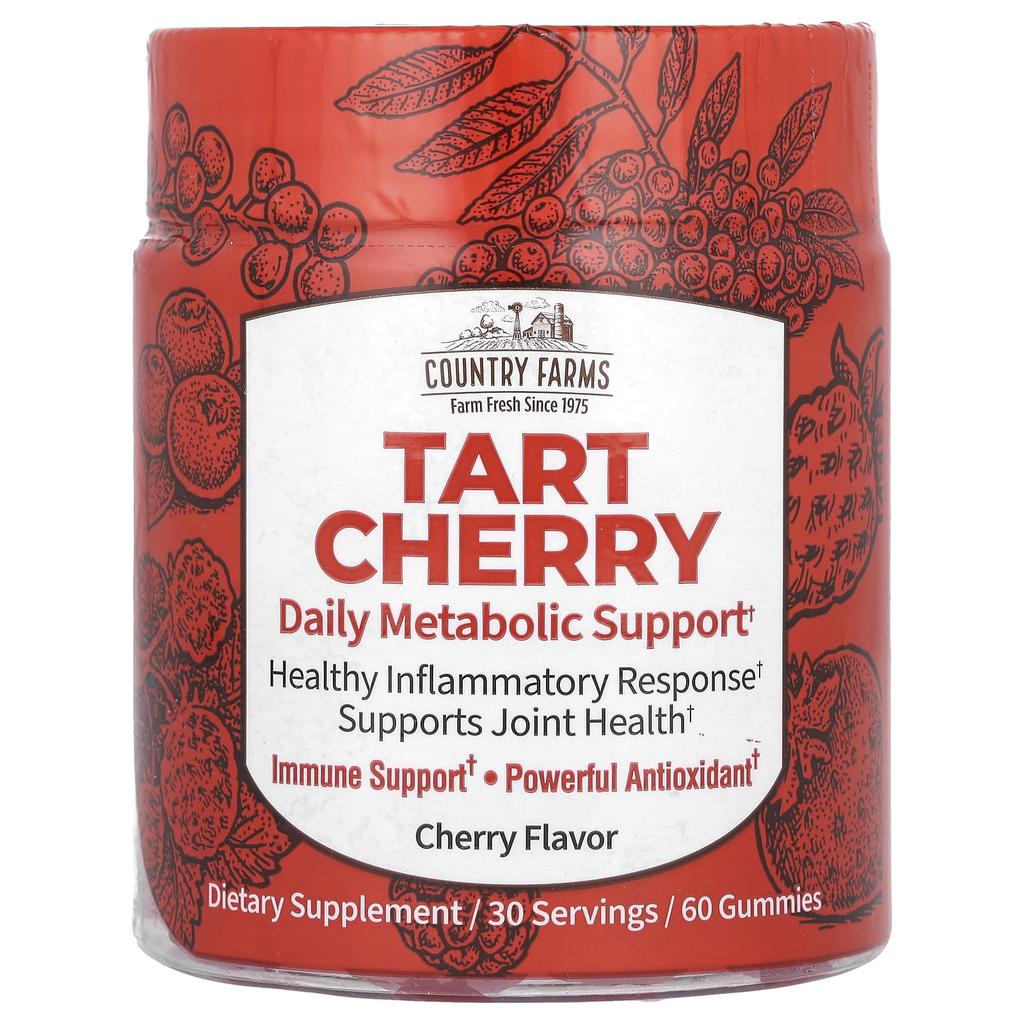 Country Farms, tart cherry, daily metabolism support, cherry, 60 gummies