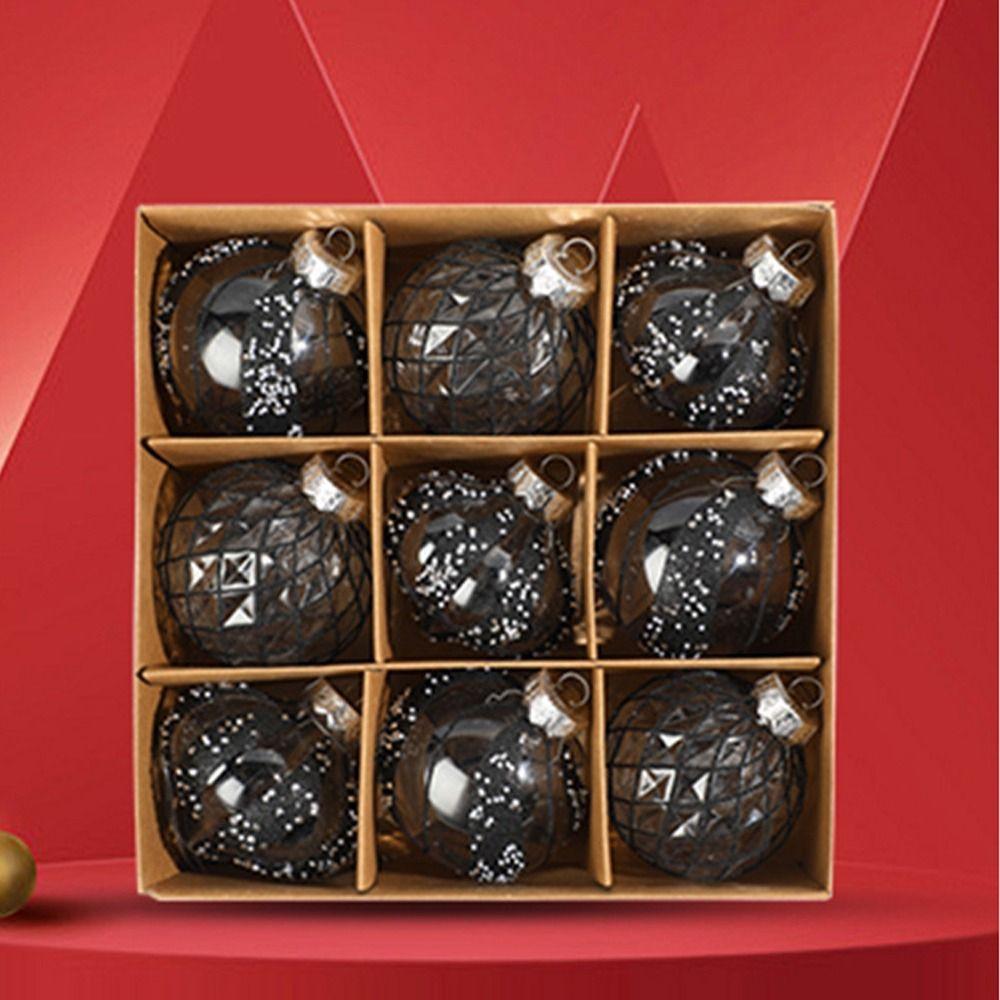 9pcs Transparent Electroplated Christmas Hanging Balls Merry Christmas Tree Decor  Children Gifts