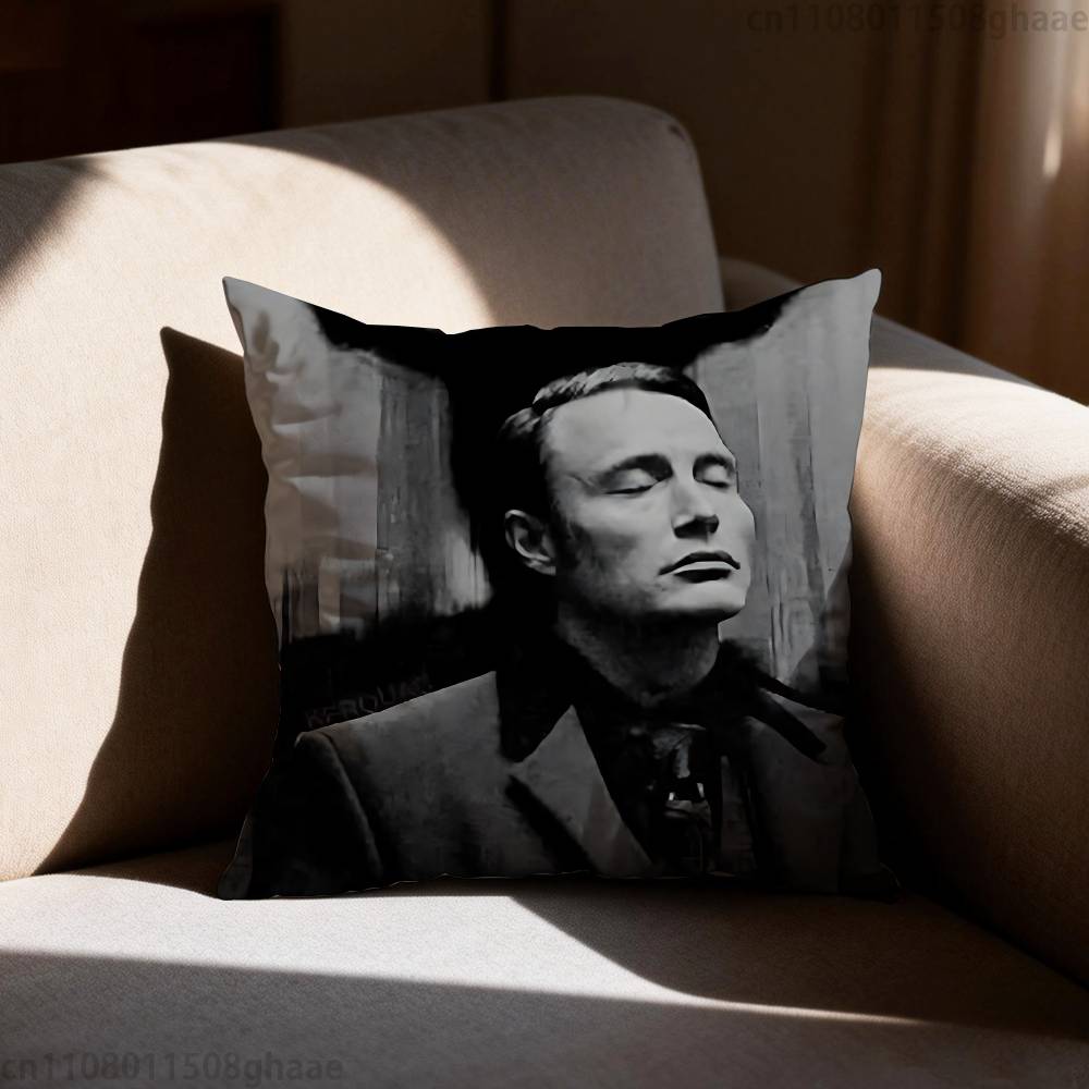Vtipný povlak na polštář Mads Mikkelsen Hannibal Povlak na polštář Potah na polštář do obývacího pokoje Pohovka Vhodné pro domácí ložnici Dekorace místnosti