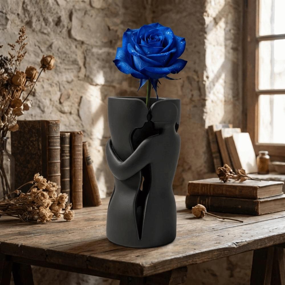 Black 3D Couple Flower Vase Abstract Shape Decorative Vase Foyer Decoration