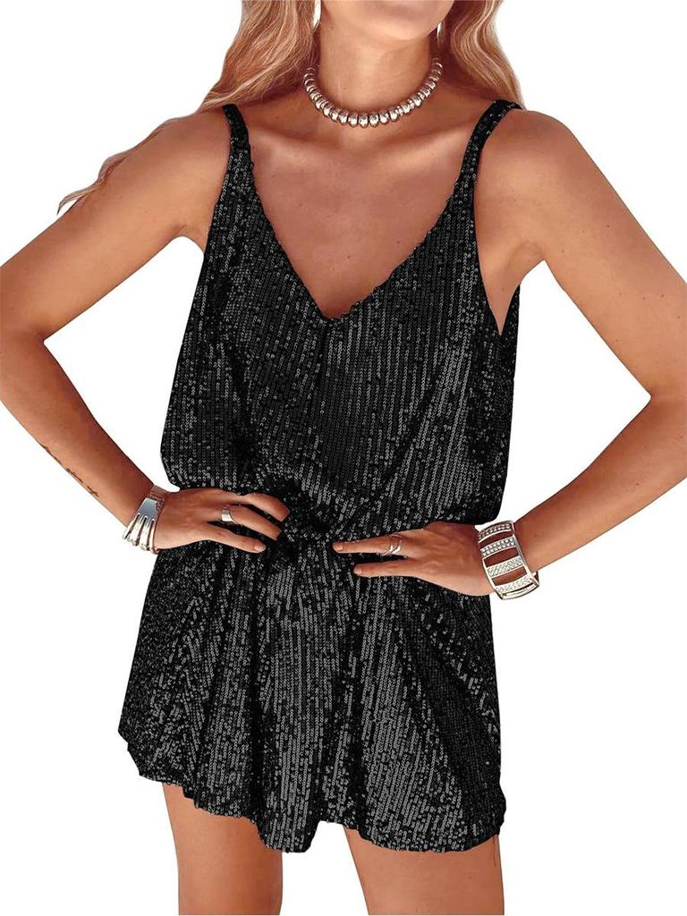 European & American V-neck Sequin Sling Dress for Women - Sexy Nightclub Style