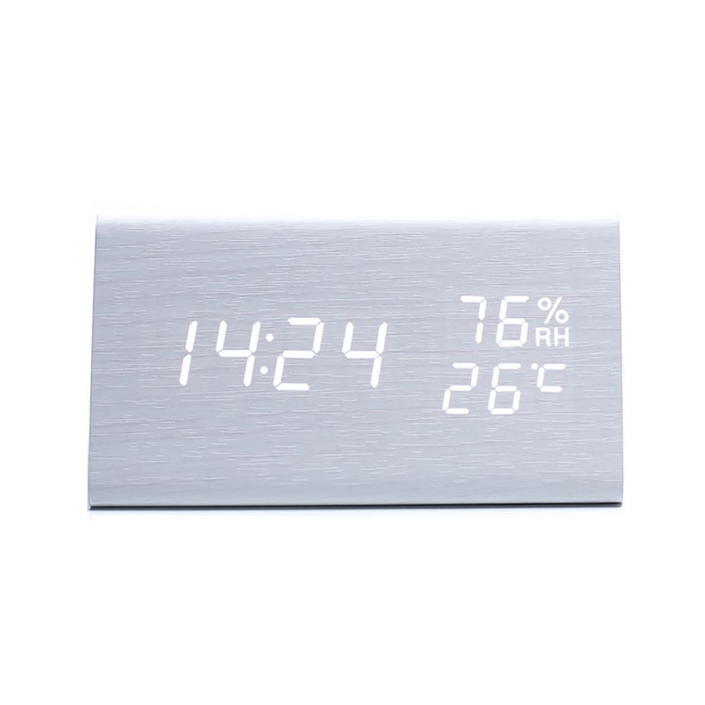

Triangular Wooden LED Alarm Clock Humidity and Temperature Display Adjustable Brightness Electronic Alarm Clock Voice-activated білий