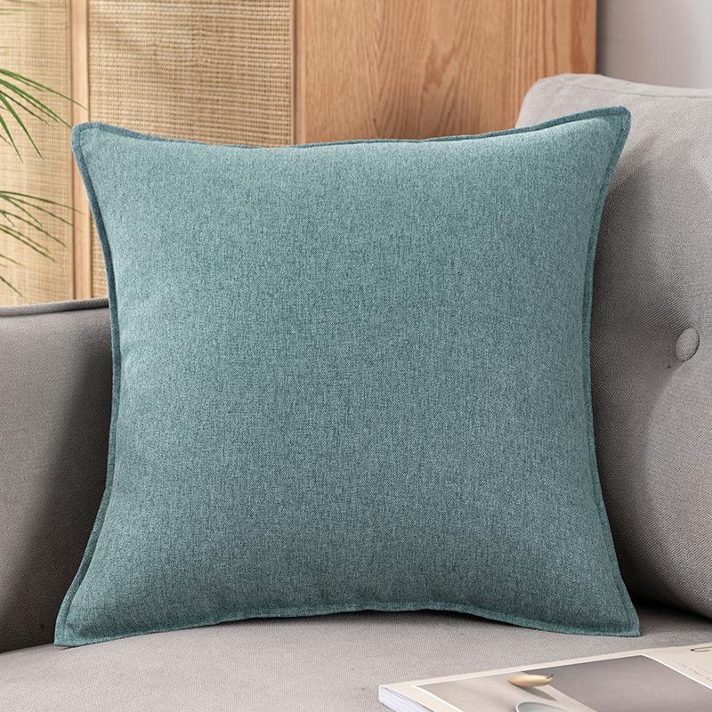 Chinese Style Fine Linen Sofa Back Cushion – Solid Wood Living Room Decor Pillow, Imitation Cotton Linen, High-End Bed Backrest.