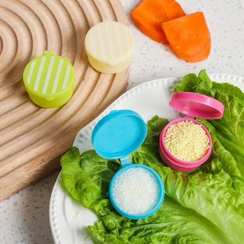 4Pcs Mini Lunch Box Accessories Portable Travel-Sized Seasoning Container Cute Pattern Tomato Honey Condiment Container For Kids