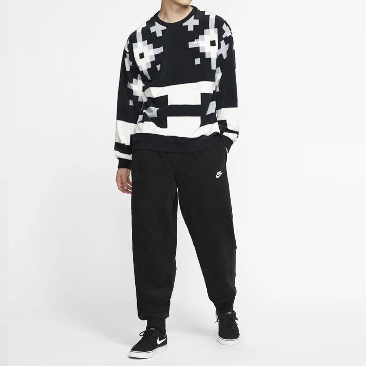 Nike SB Icon Fleece Crew Skateboarding Sweatshirt Men Tops Black White BV0878-060