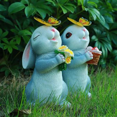 Lumière Solaire Lapin d'Extérieur - Ornement Créatif en Résine pour Jardin