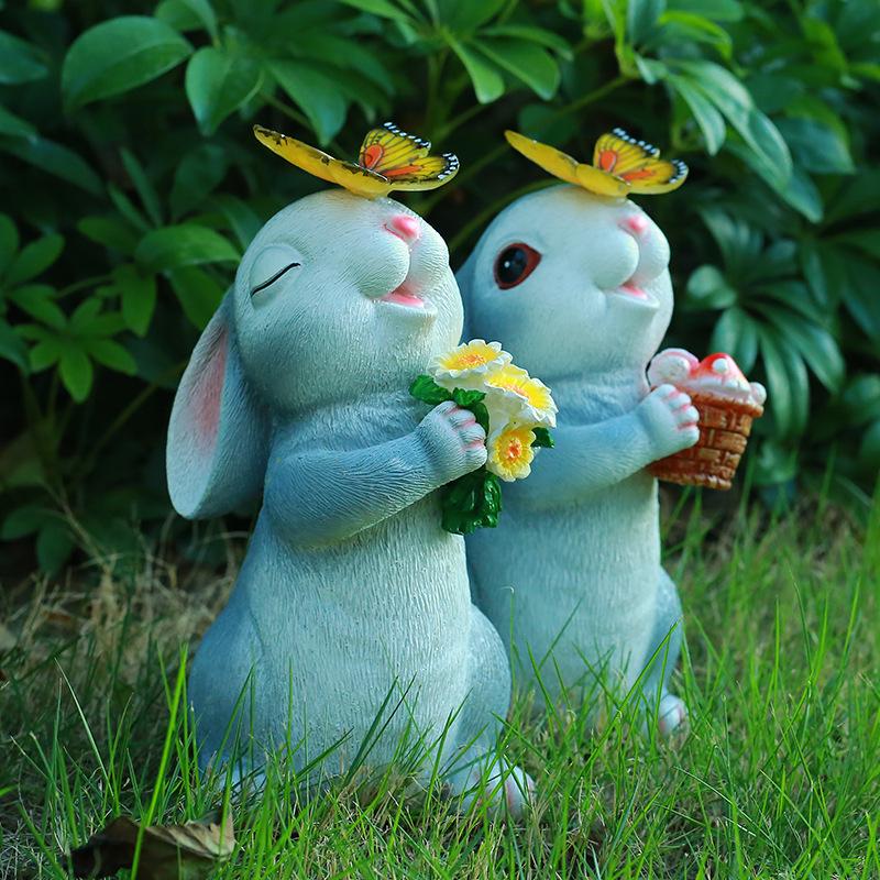 Outdoor Solar Rabbit-Shaped Light - Creative Garden Resin Ornament