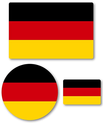 

Наклейки с флагом Германии от Isaac Trading, устойчивые к погоде и воде, набор из 3 штук, 2 прямоугольника (81 x 54 мм, 36 x 24 мм) + Циркулярный (Диаметр 54мм)
