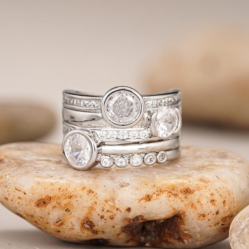 Classic Copper Alloy Zircon Ring Ladies Jewelry Wedding Promise Party Gift
