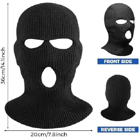 2Pcs 3 Hole Winter Knitted Mask, Full Face Cover Ski Scarf Mask Warm Balaclava For Adult Skiing, Motorcycle,Wind Protection