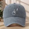 Musical Note Guitar Print Baseball Cap  Stylish Street Rock HipHop HatClassic Washed Retro Adjustable Comfortable Outdoor