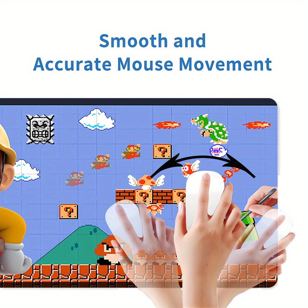 1pc Large Gaming Mouse Pad, UV Reactive Non-Slip Desk Mat, Washable PolyesterMario, Builder, PixelComputer Pad with Vibrant Game Machine Pri