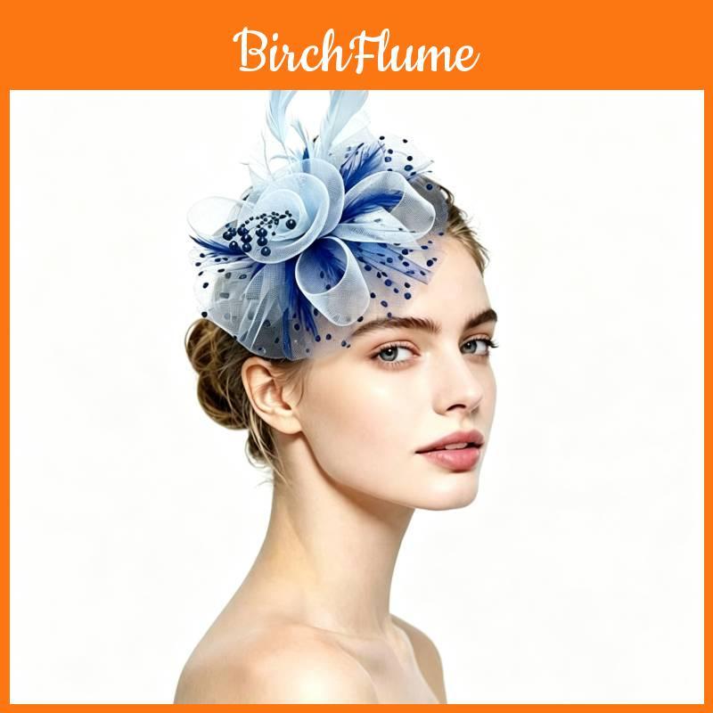 Vintage Braut Feder Kopfschmuck Mit Buntem Netzblumen Für Hochzeiten Und Partys