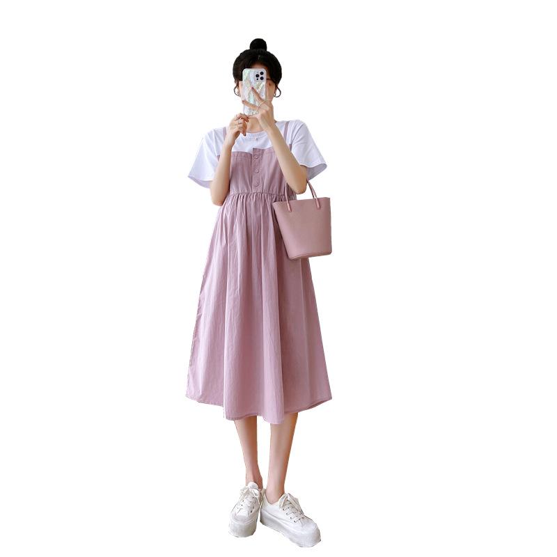 2026 Summer Korean Style Short Sleeve Two-Piece Maternity Dress