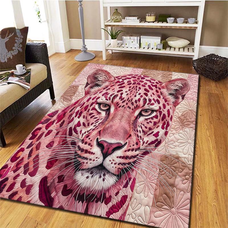 Pink animal leopard Pattern Square Carpet,Area Rug,Carpet Rug for Living Room Bedroom Sofa Playroom Decor,Non-slip Floor Mat,Holiday Birthday Gifts
