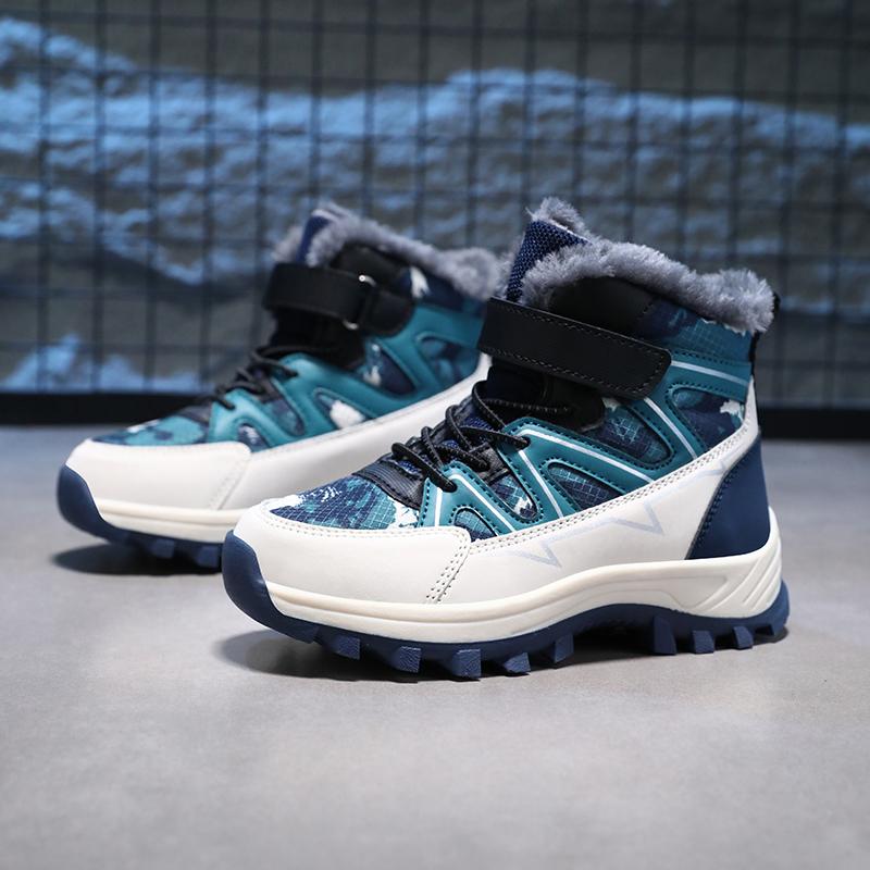 Winter Kinder Modische Fleece Warme Hohe Baumwollschnürsenkel Eiskralle Schneestiefel 31-40