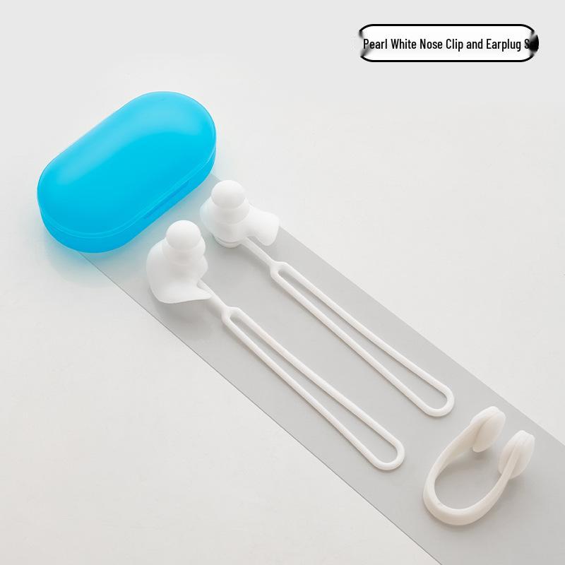 3-Layer Waterproof Silicone Swimming Earplugs & Nose Clip Set with Anti-Drop Cord