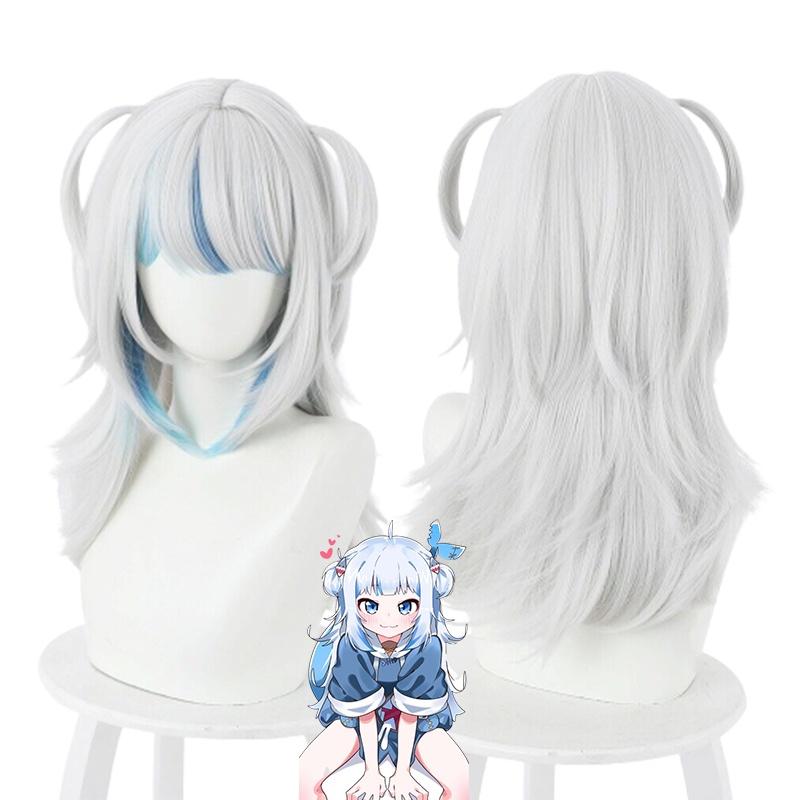 Parrucca Cosplay Hololive Gawr Gura Morbida E Resistente Al Calore Fibra di Seta Sintetica Per Halloween Carnevale E Altro