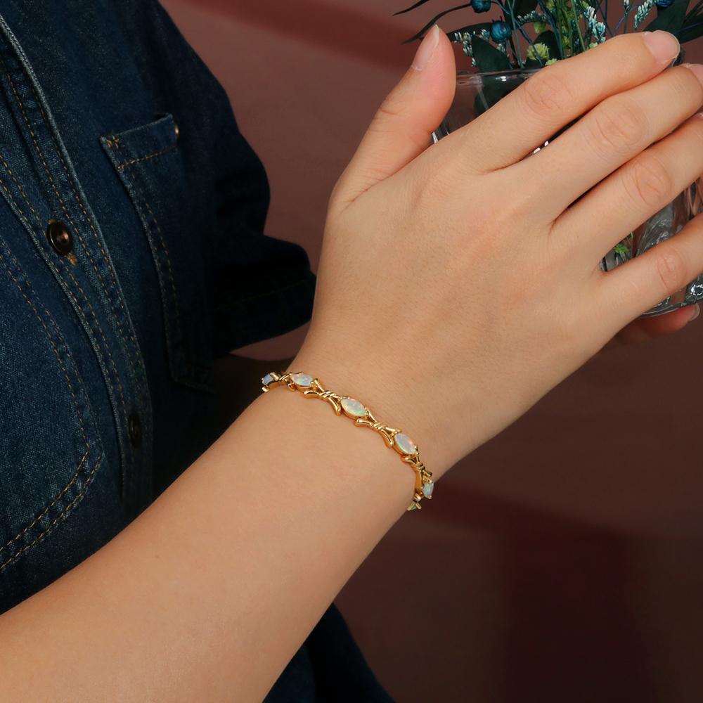 Cross Design Color Rich Natural Opal Gem Bracelet Beautiful and Elegant S925 Silver Ladies and Girls Daily Wear Fine Jewelry