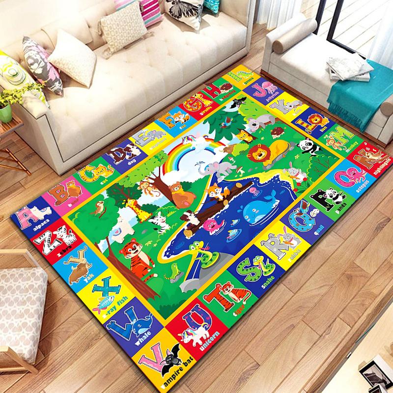 ABC Cartoon Alphabet Children Crawling Kids Playroom Early Education Area Rug,Carpet for Living Room Bedroom Sofa, play mats