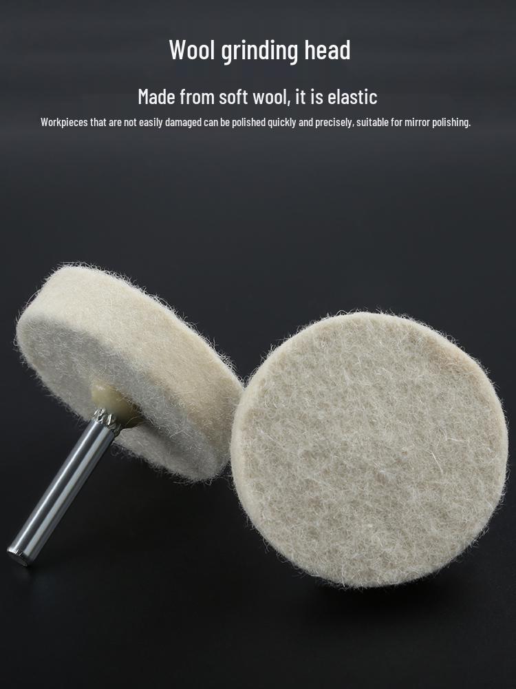 Wool Polishing Wheel for Metal, Jade, Glass, Mirror Surfaces - Wax Polishing Accessory for Electric Grinders, 3mm