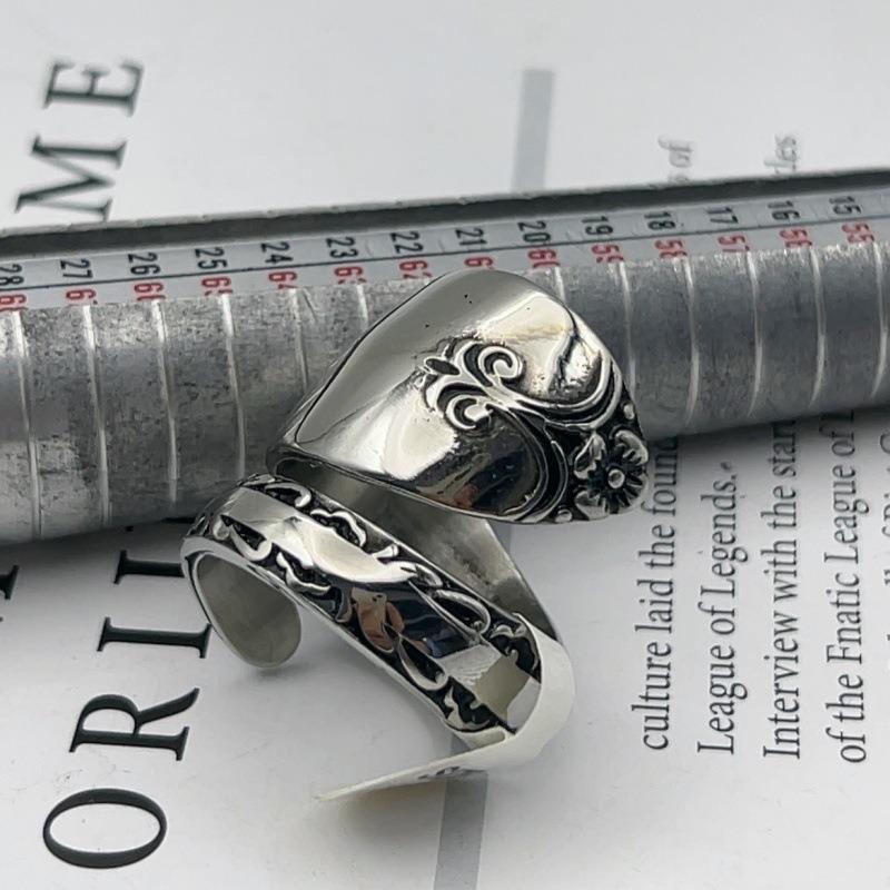 

Vintage Copper Color Carving Lotus Flower Spoon Rings for Women Creativity Wedding Engagement Party Zircon Gift for Daily Wear 12