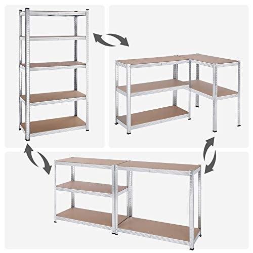 5-level Shelving, Set of 2 Steel Storage Shelving, Assembly Without Tools, for Garage, Shed, Load Capacity 875 Kg,