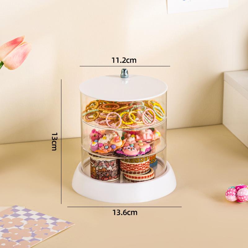 TEMU Rotating Hair Accessory Storage Box with Clips, Headwear, Hair Ties, and Jewelry for Girls.