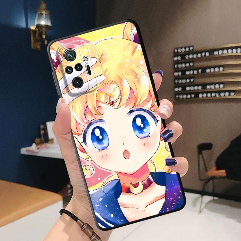 Etui na telefon TPU Soft Shockproof do Redmi 9A 9C 10C 9T 10A K40 Pro 6 7 8 8A 7A K50 9 10 6 Pro Cover Cute Anime Sailors M-Moons