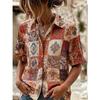 Damenhemd Kurzarmhemd Knopfleiste Bluse Vintage Muster Gedruckt Täglich Lässig Kragen Reguläre Oberteile Täglich Sommer Frühling