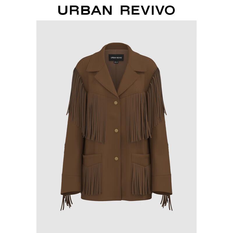 

Женское ретро пальто с лацканами и кисточками из искусственной кожи L