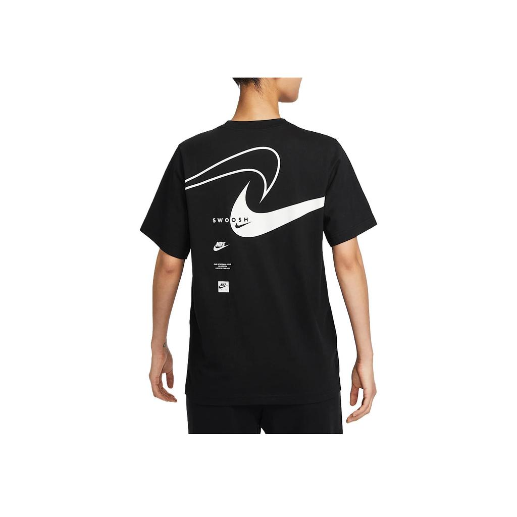 Nike Swoosh Color Block Logo Round Neck Comfortable Casual Short Sleeve Drop Shoulder T-Shirt Women T-Shirt Black HQ1699010